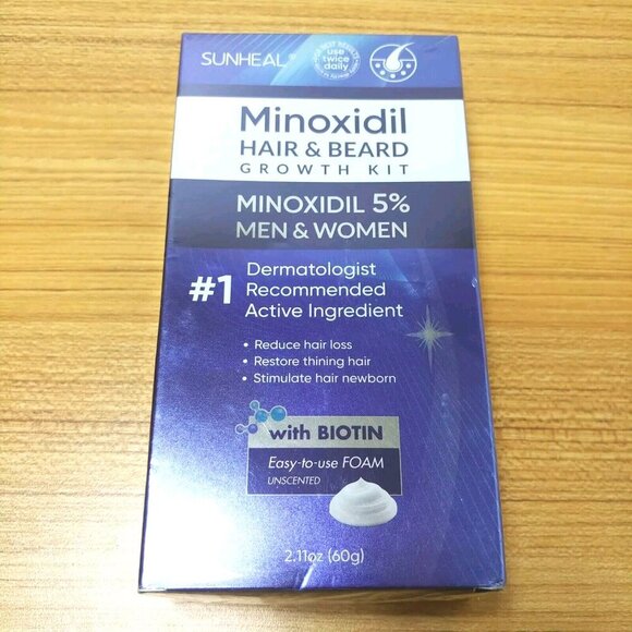 Foam Minoxidil 5% Sunheal Hair & Beard Growth Kit Men & Women 60g For Hair Loss - Picture 2 of 3